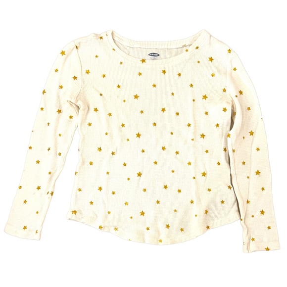 Cat & Jack Ivory Waffle Tee with Gold Stars - Picture 1 of 3